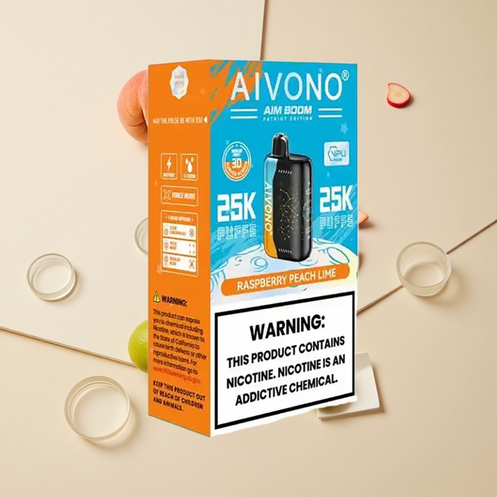 Aivono Aim Boom 25000 Púchov Jednorazové Vape Malina Broskyňa Limetka 28ml 650mAh