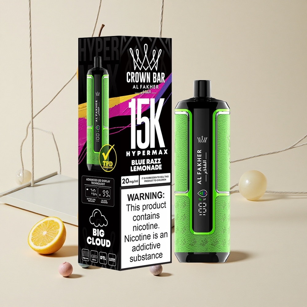 Al Fakher Crown Bar 15K Hypermax 15 000 Púchov Modrá Malina Limonáda 22ml 600mAh