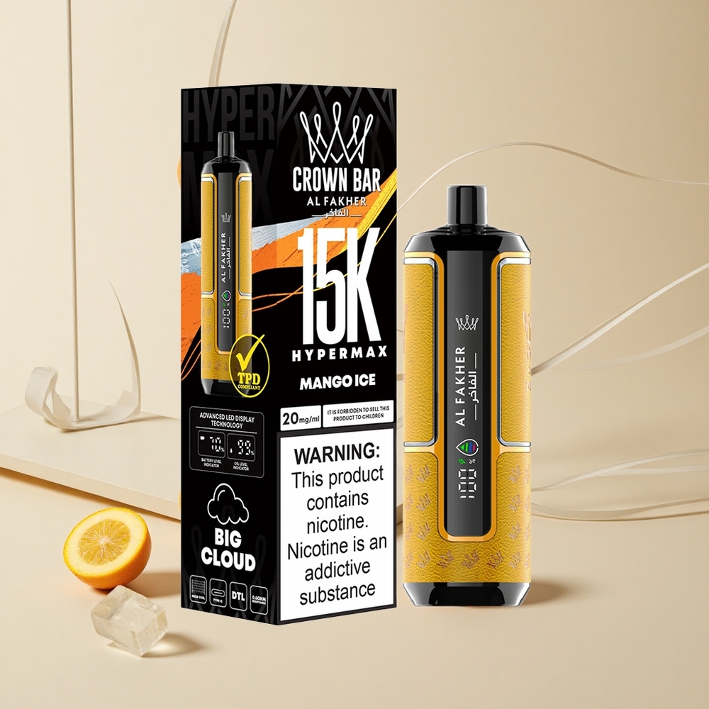 Al Fakher Crown Bar 15K Hypermax 22ml/600mAh Dizajnový Jednorázový Vape Kit Mango Ľad