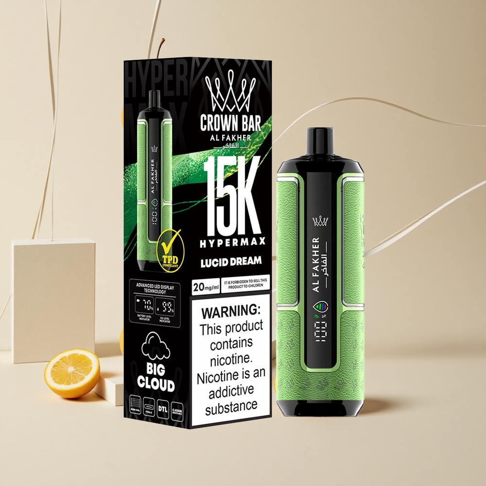 Al Fakher Crown Bar 15K Hypermax Dizajnový Prenosný 600mAh Batéria 22ml Tekutina Lucid Snívanie