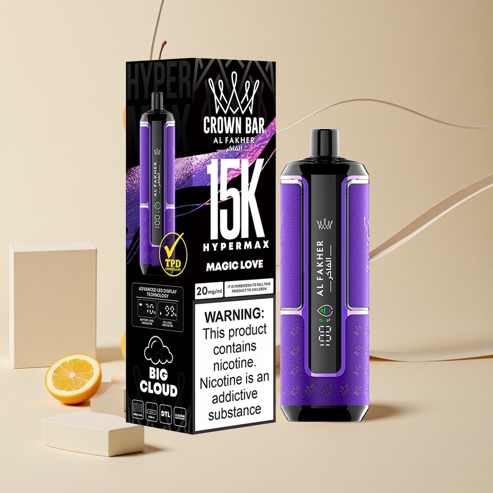 Al Fakher Crown Bar 15K Hypermax Jednorázová Vape Sada 22ml/600mAh Čarovná Láska