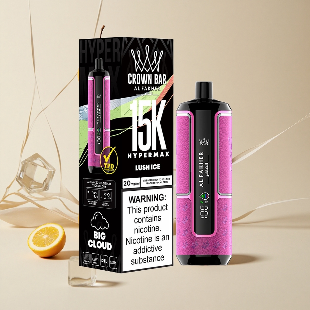Al Fakher Crown Bar 15K Hypermax Jednorázová Vape Sada Lúčový Ľad s 22ml E-Kvapalinou a 600mAh Batéria