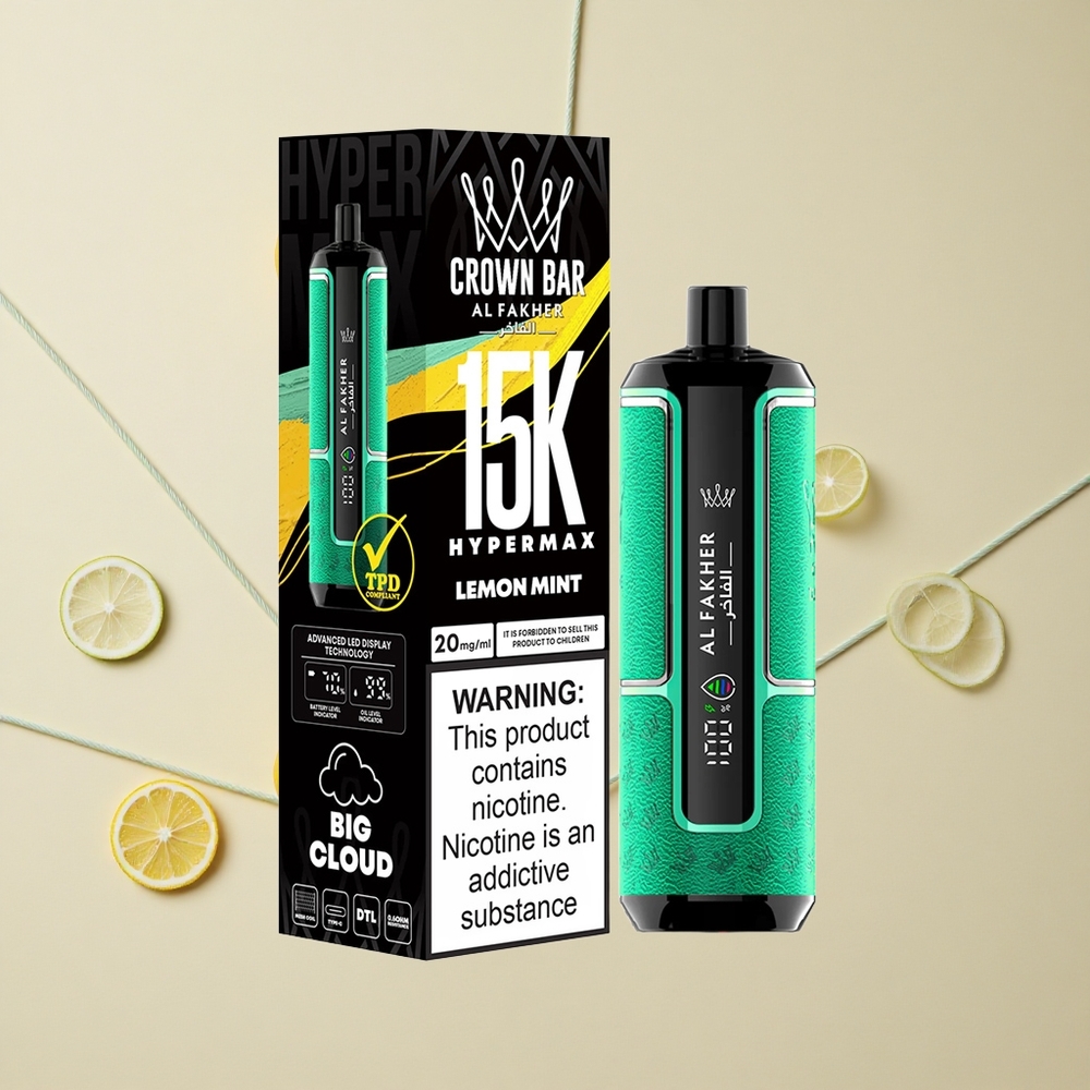 Al Fakher Crown Bar 15K Hypermax Jednorazová Vape Sada Citrón Mätová 22ml/600mAh