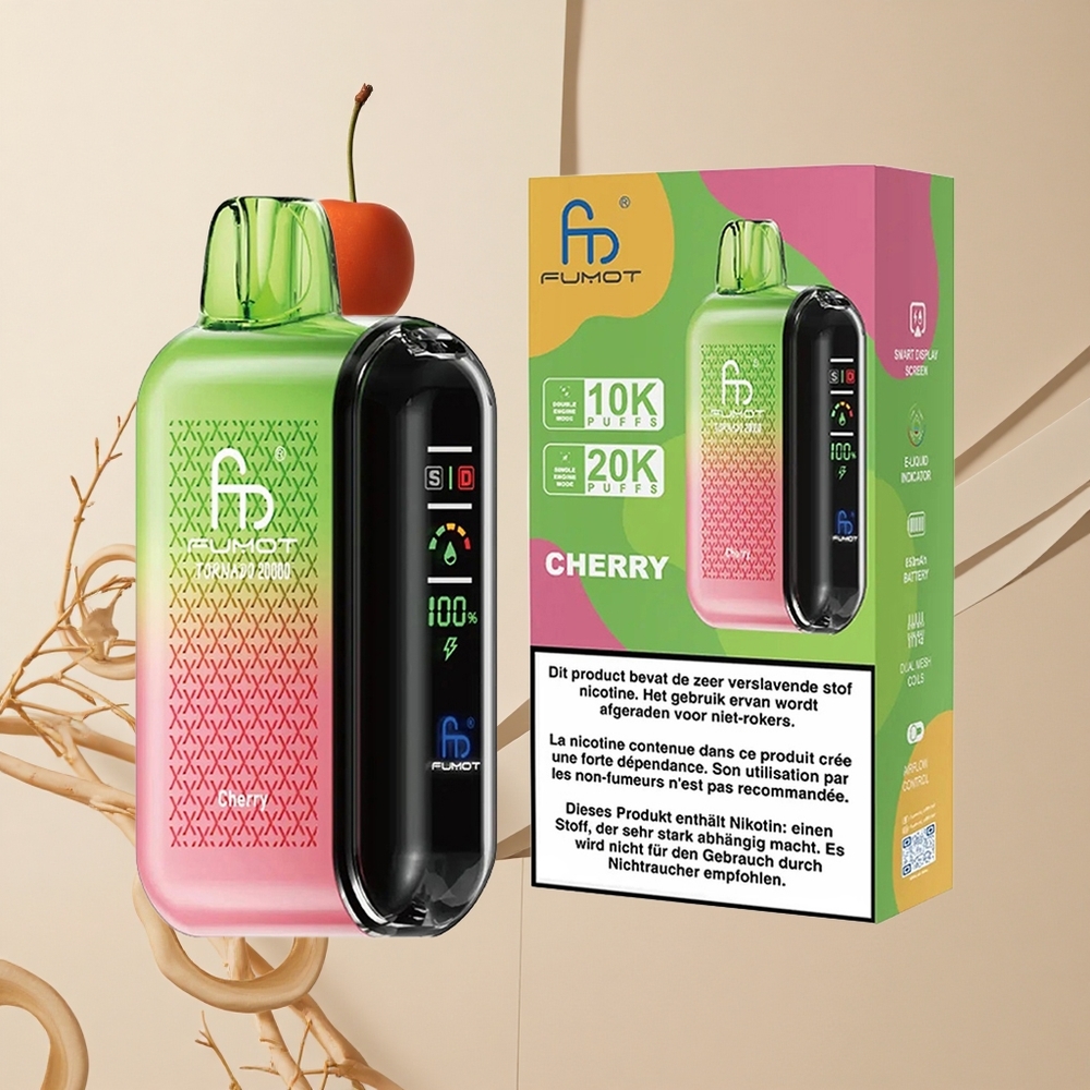 Fumot Tornado 20000 Púchov Dual Mesh Coil a 20ml E-liquid Čerešňa Smart Display