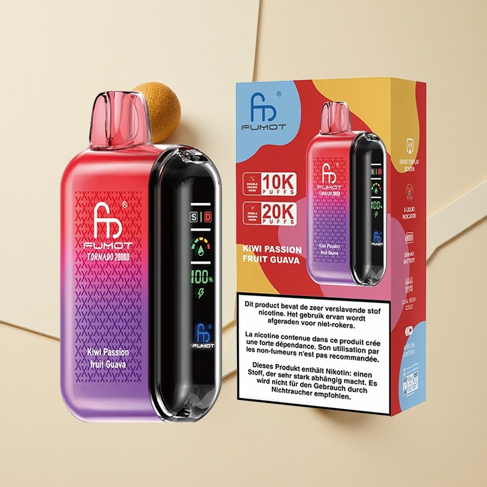 Fumot Tornado 20000 Púchov Dvojitá Mriežková Cievka 850mAh Batéria Kivi Maracuja Guava