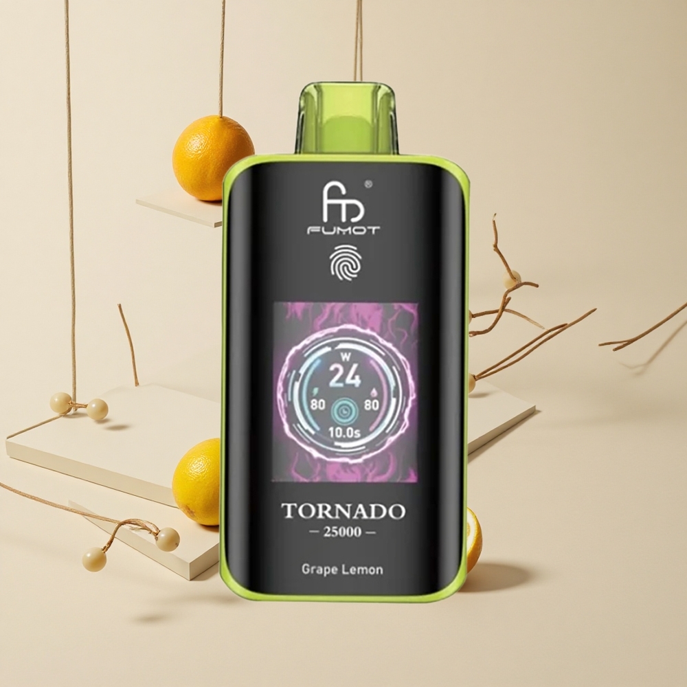Fumot Tornado 25000 Púchov Jednorazové Vape Hrozno Citrón 20ml Predplnená Tekutina 700mAh Dobíjateľná Bateria