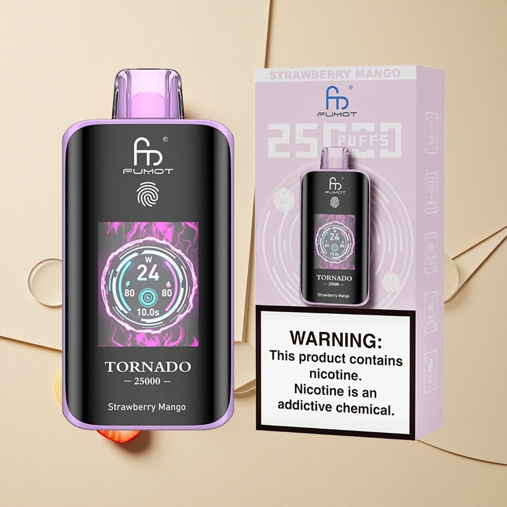 Fumot Tornado 25000 Puffs Jahoda Mango 20ml Predplnená E-kvapka 700mAh Dobíjateľná Batéria