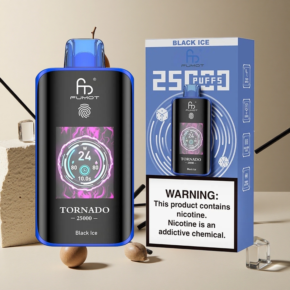 Fumot Tornado 25000 Ťahy Čierny Ľad 20ml Tekutina a 700mAh Batéria