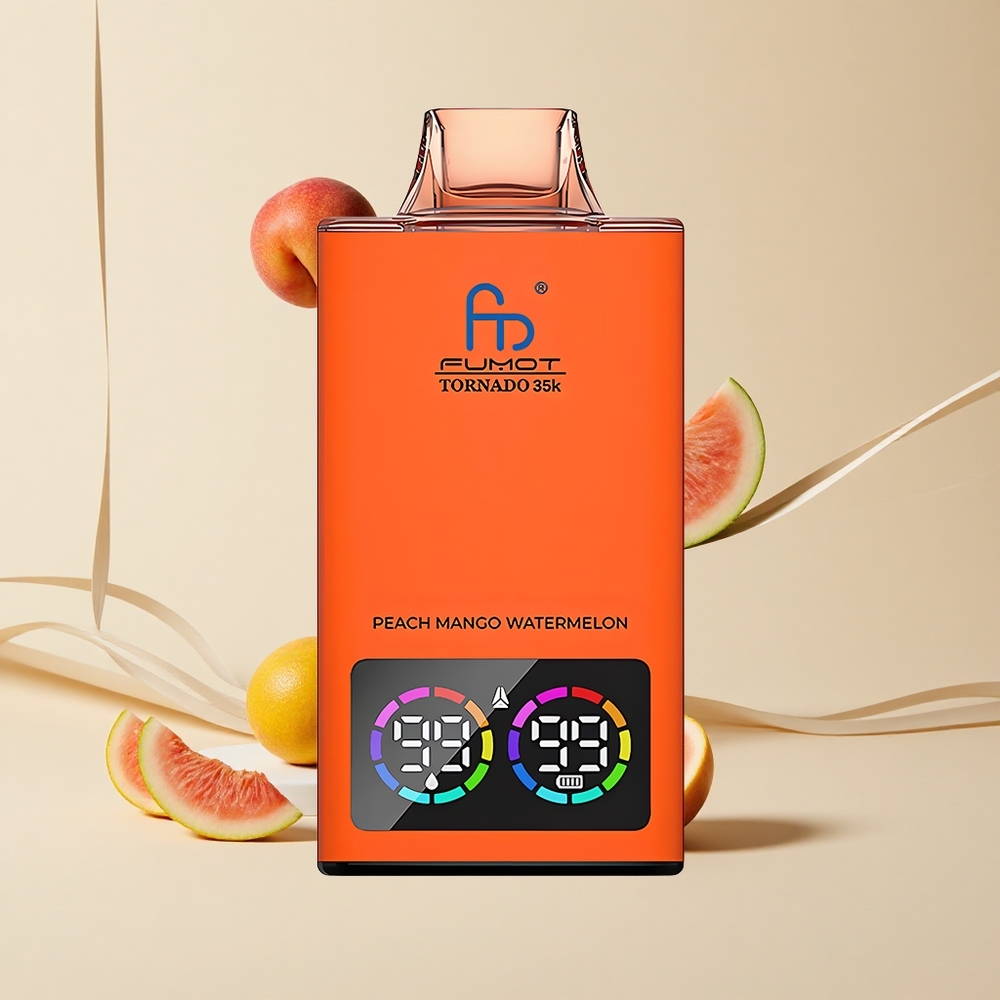 Fumot Tornado 35000 Broskyňa Mangová Vodný melón Dvojitá Mriežková Cievka 15ml E-juice